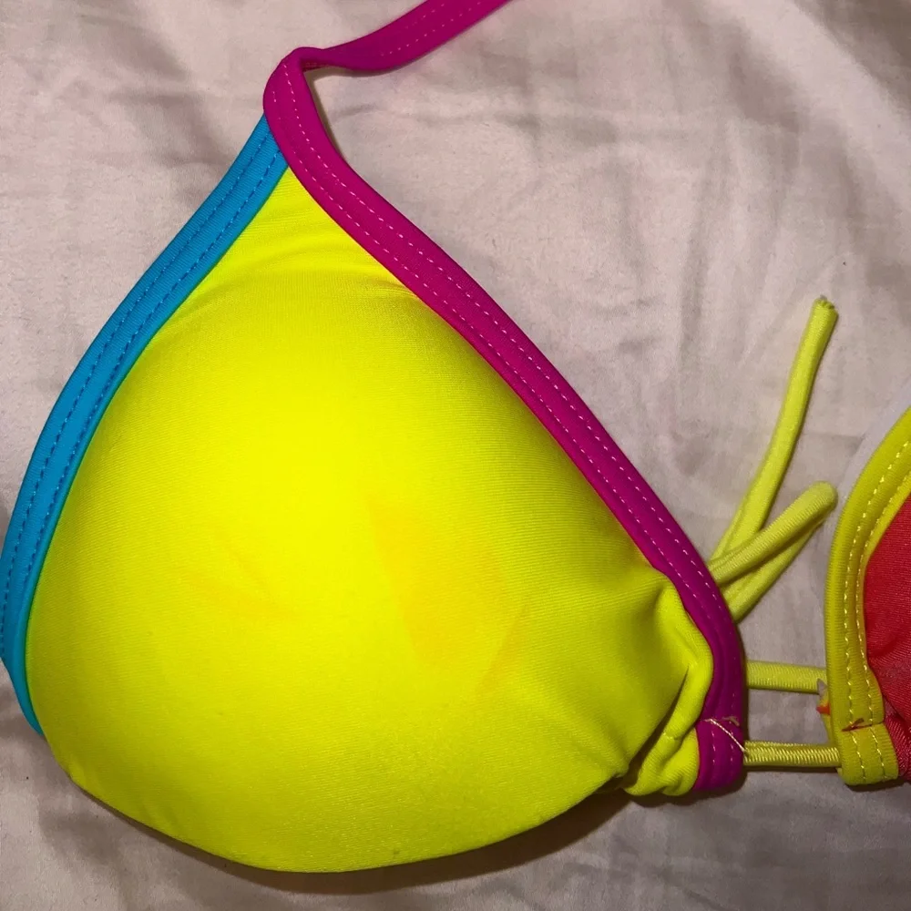 Colorful Bikini Top Multicolor Swim Top Size L